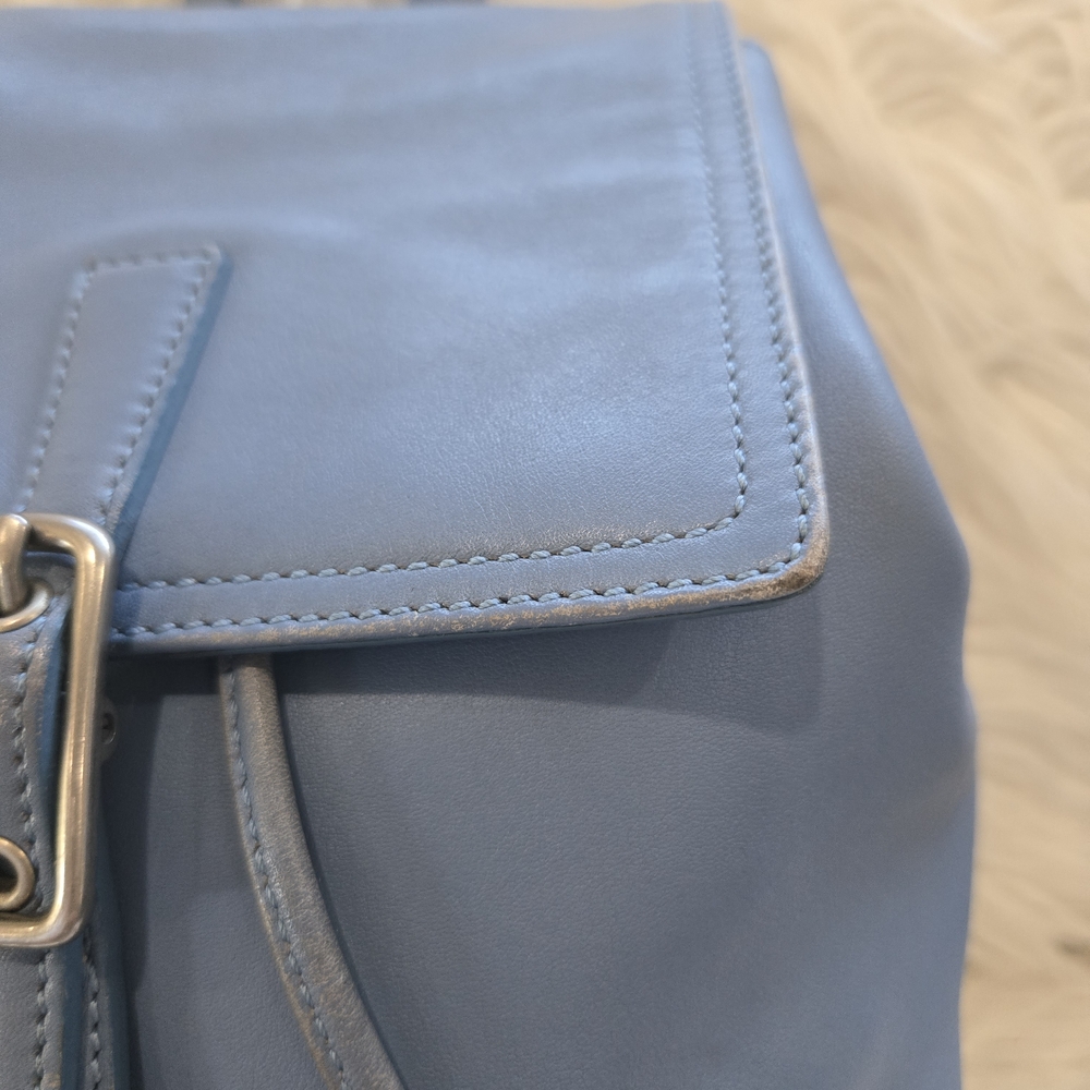 Coach Light Blue Leather Drawstring Backpack - image 9